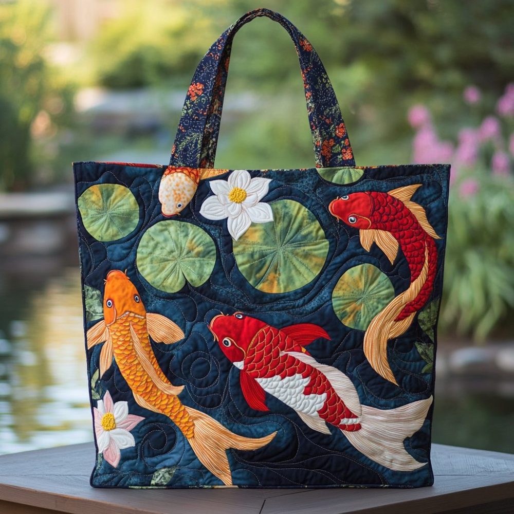 Koi Flow Quilted Tote Bag