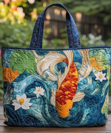 Koi Garden Quilted Tote Bag