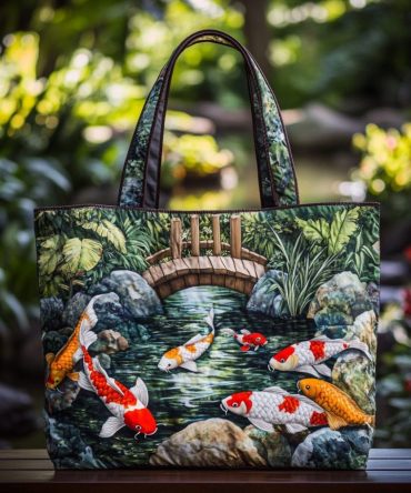 Koi Whisper Quilted Tote Bag