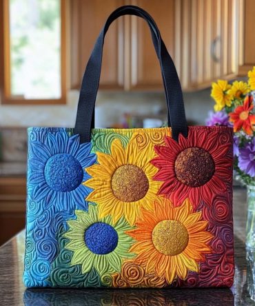 Lazy Sunflower Afternoon Quilted Tote Bag