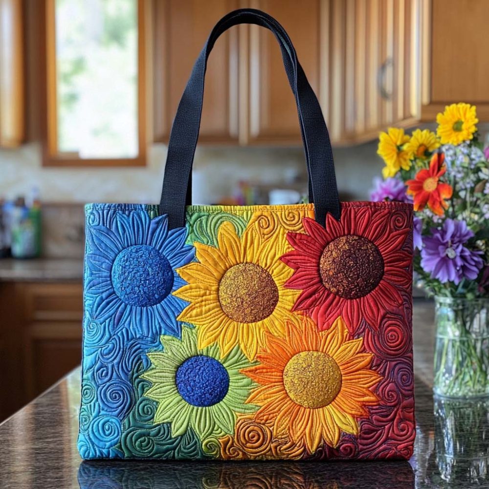 Lazy Sunflower Afternoon Quilted Tote Bag