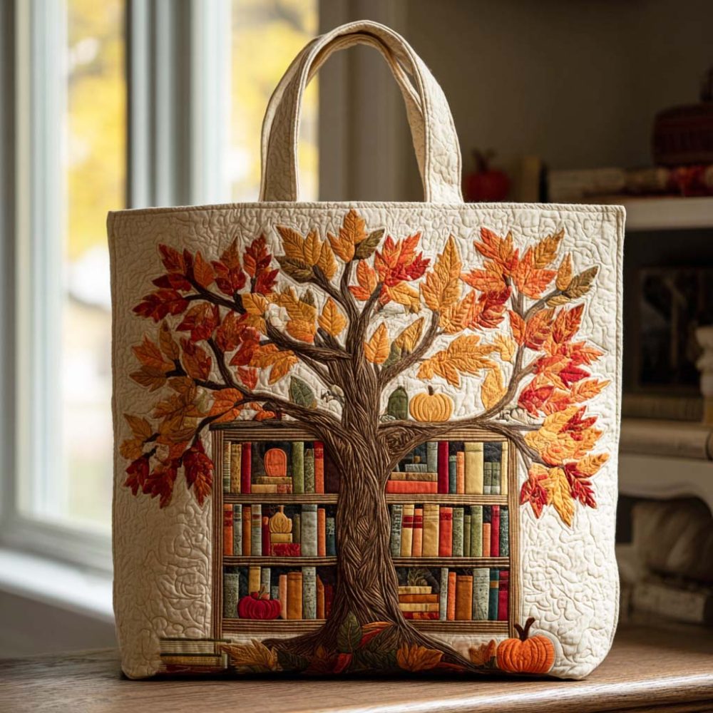 Leaf Scroll Quilted Tote Bag