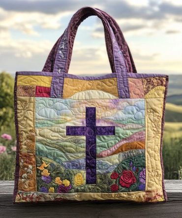 Lightbearer Cross Quilted Tote Bag