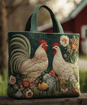 Love In The Coop Quilted Tote Bag