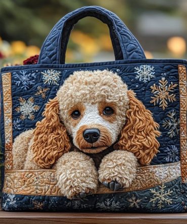 Lovely Poodle Quilted Tote Bag