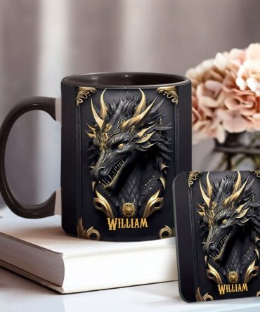 Black Dragon - Personalized Dragon Accent Mug