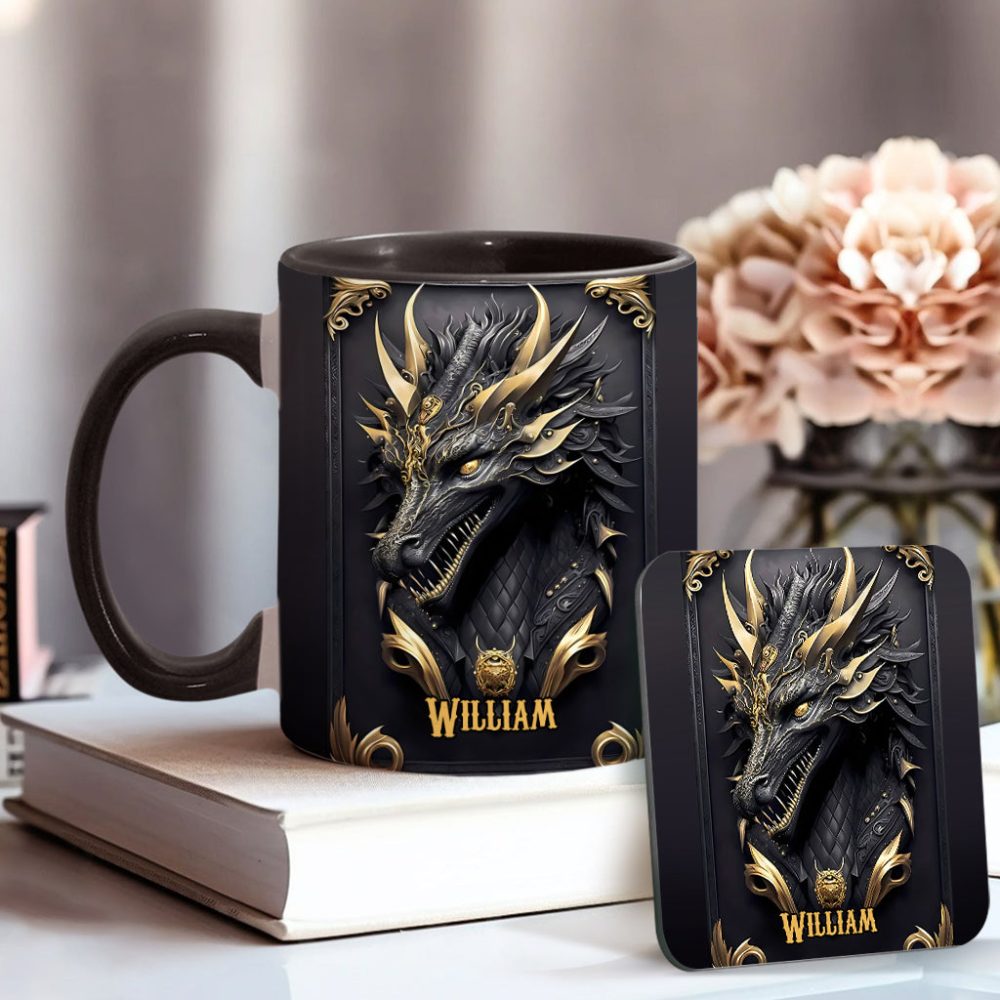 Black Dragon - Personalized Dragon Accent Mug