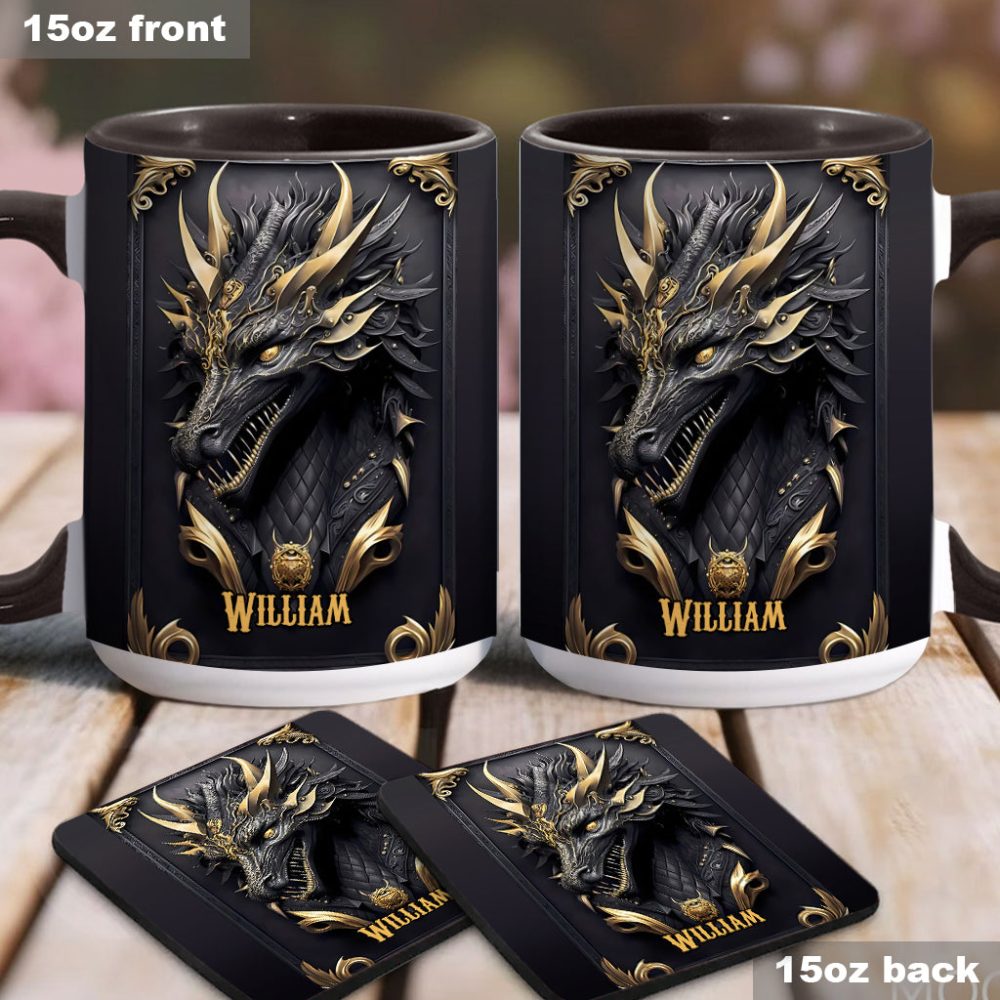 Black Dragon - Personalized Dragon Accent Mug - Image 2
