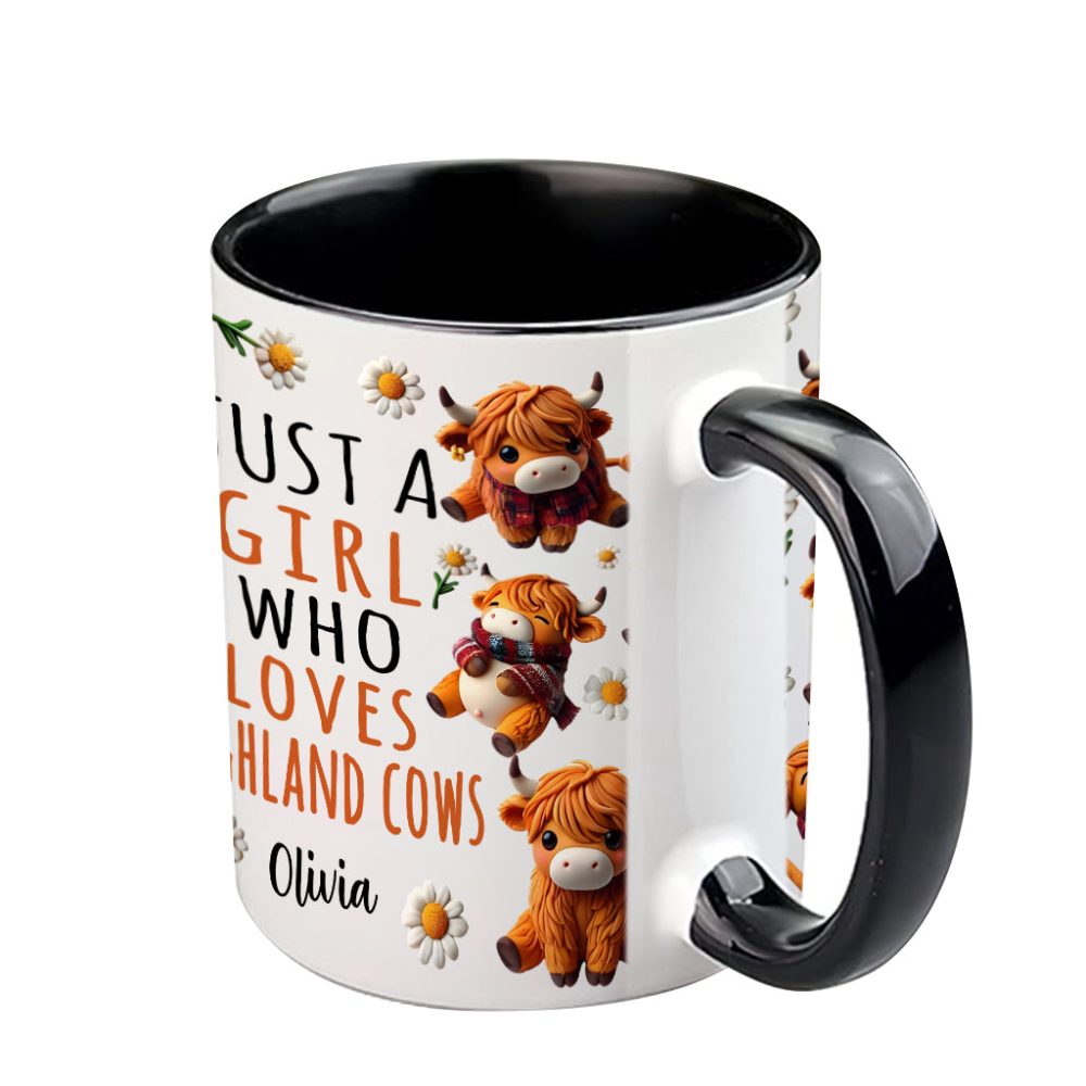Just A Girl Who Loves Highland Cows - Personalized Highland Cow Accent Mug - Image 5