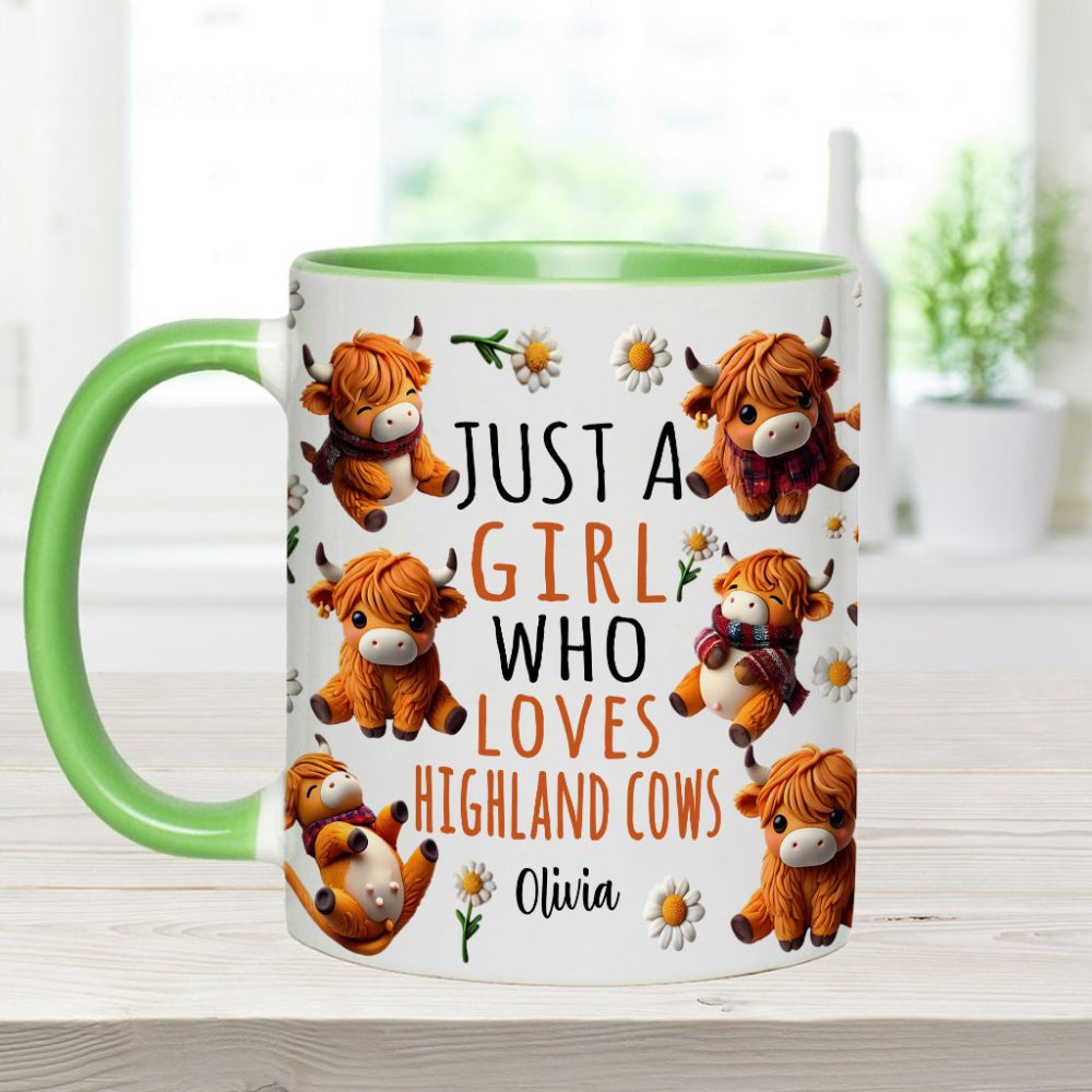 Just A Girl Who Loves Highland Cows - Personalized Highland Cow Accent Mug - Image 8