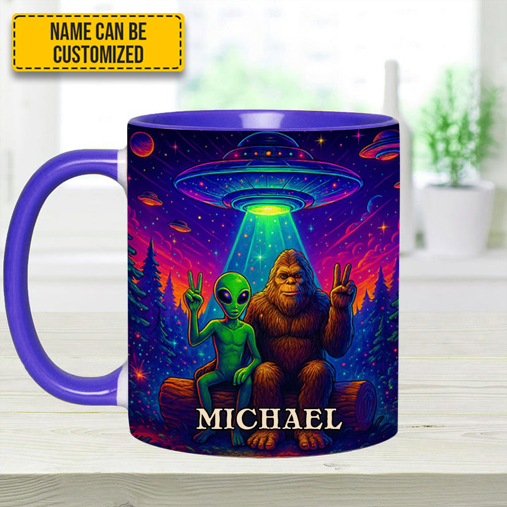 Intergalactic Buddies – Personalized Bigfoot & Alien Accent Mug - Image 14