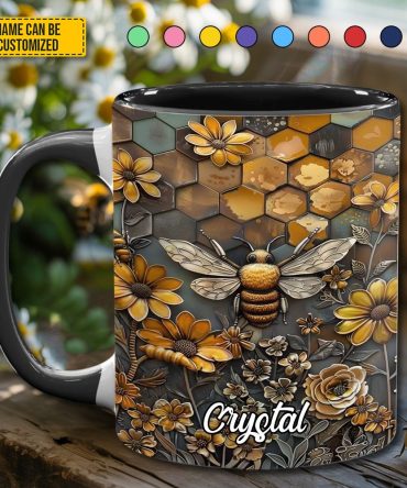 Bee Garden Flowers - Personalized Accent Mug