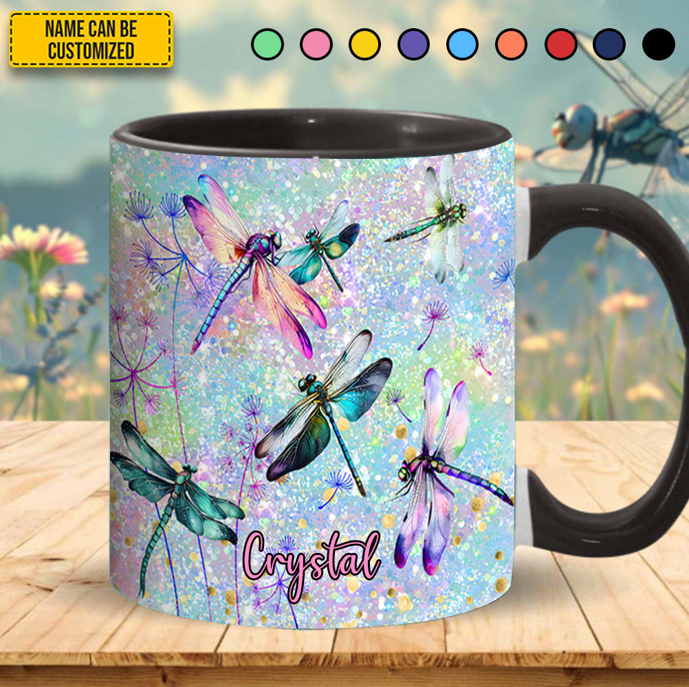 Colorful Dragonflies - Personalized Dragonfly Accent Mug - Image 2