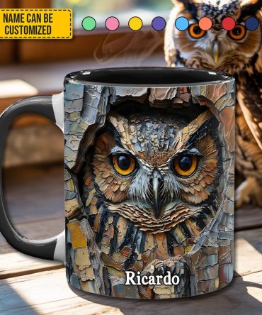Owl In Tree - Personalized Owl Accent Mug