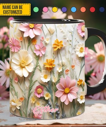 Flower Accent Mug - Personalized Accent Mug