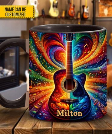 Personalized Colorful Guitar Music - Accent Mug
