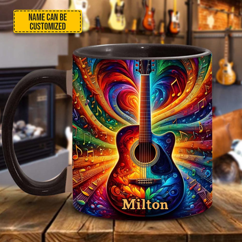 Personalized Colorful Guitar Music - Accent Mug