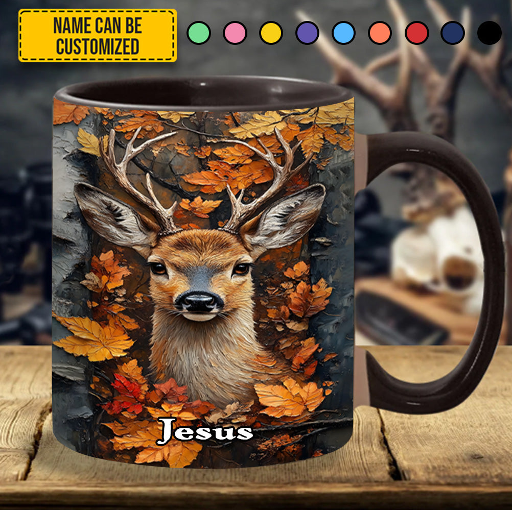 Autumn Stag – Personalized Deer Accent Mug - Image 4