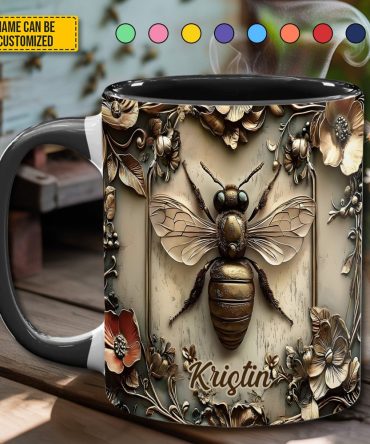 Personalized Vinatge Bee Accent Mug