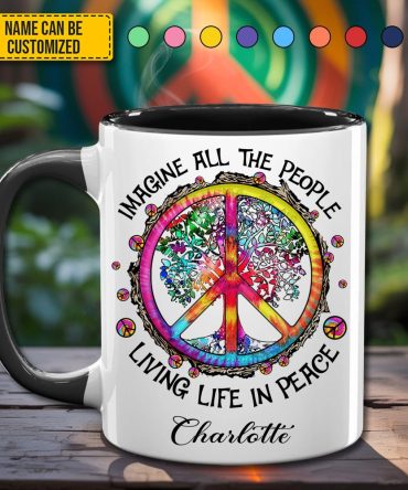 Imagine All The People - Personalized Hippie Accent Mug