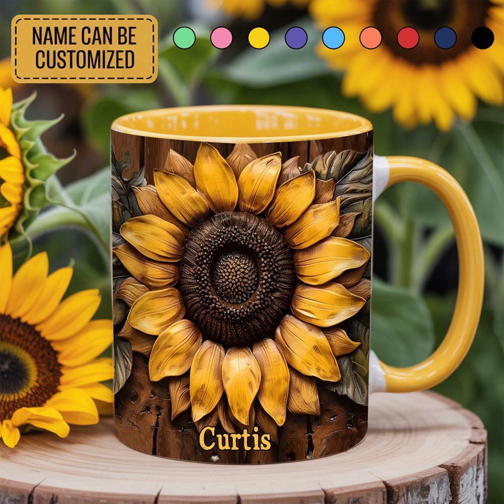 Sunflower Accent Mug - Personalized Accent Mug - Image 2