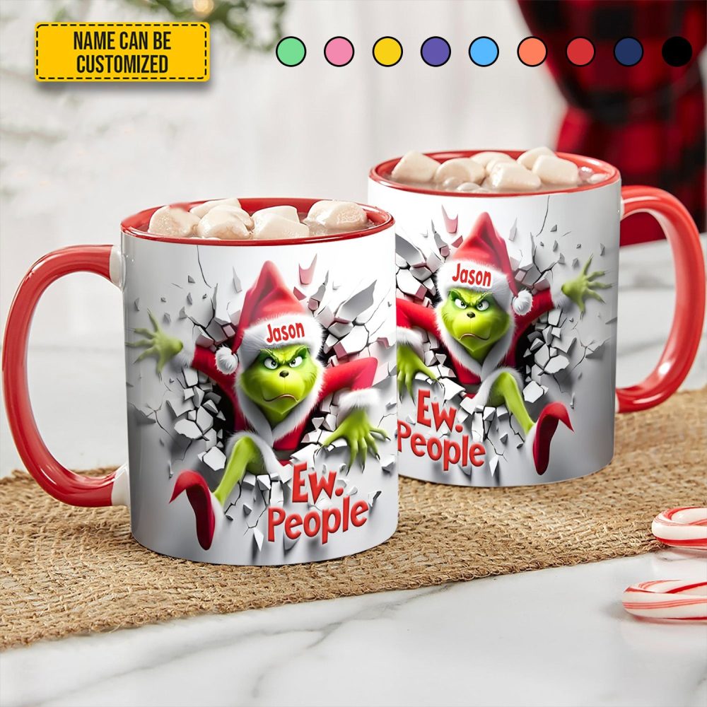 Grumpy Christmas Monster – Personalized Funny Accent Mug - Image 3