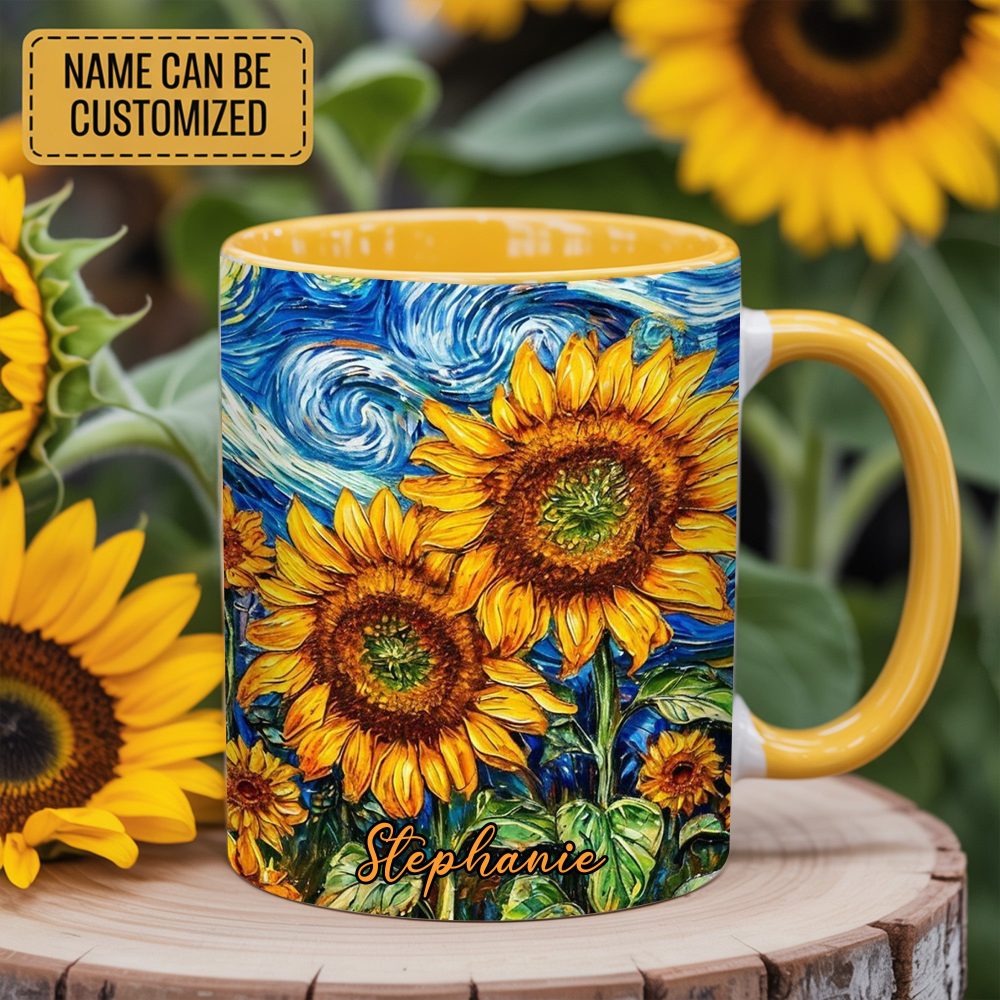 Starry Bloom – Personalized Sunflower Accent Mug - Image 11