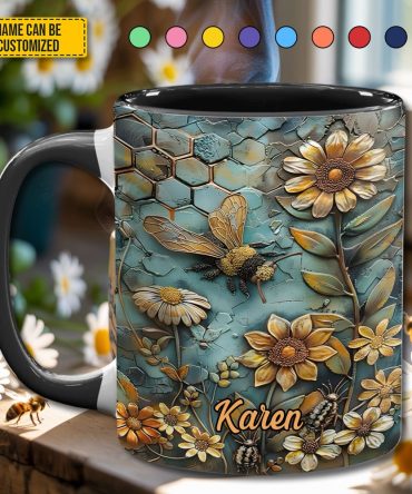 Bee Flowers - Personalized Accent Mug
