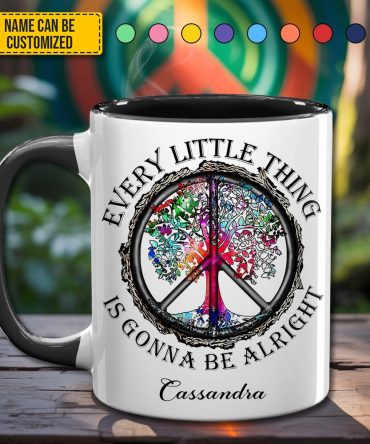 Every Little Thing Is Gonna Be Alright  - Personalized Hippie Accent Mug