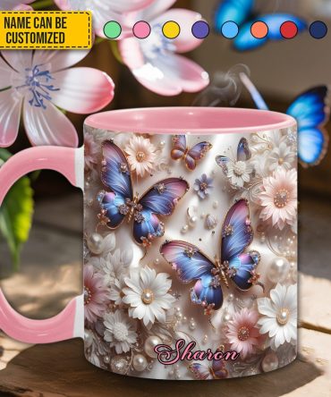 Love Butterflies - Personalized Butterfly Accent Mug