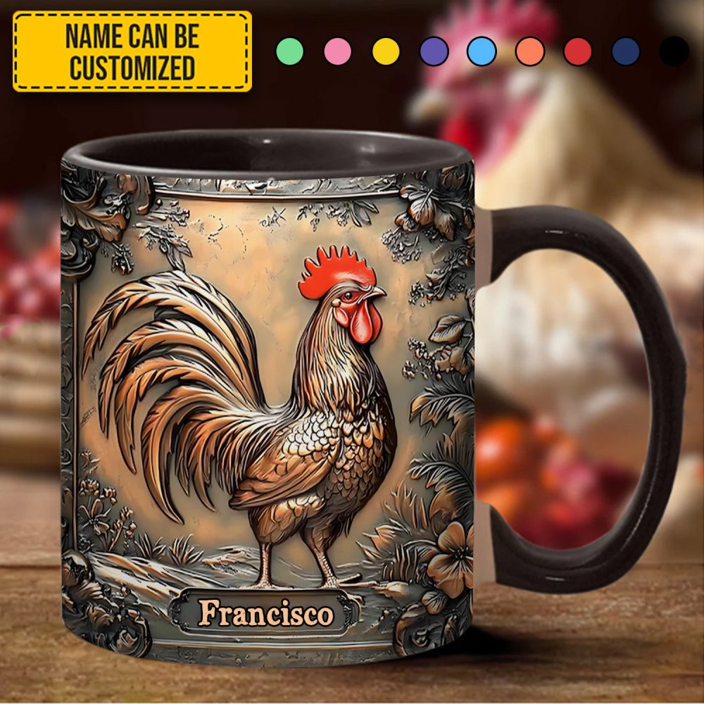 Rustic Rooster - Personalized Chicken Accent Mug