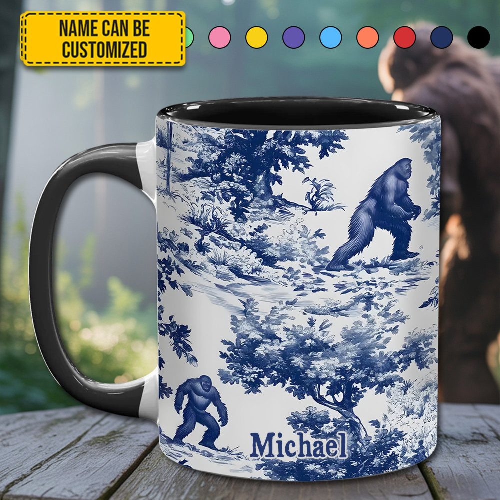 Bigfoot Sasquatch Print Forest Toile Funny - Personalized Accent Mug - Image 12