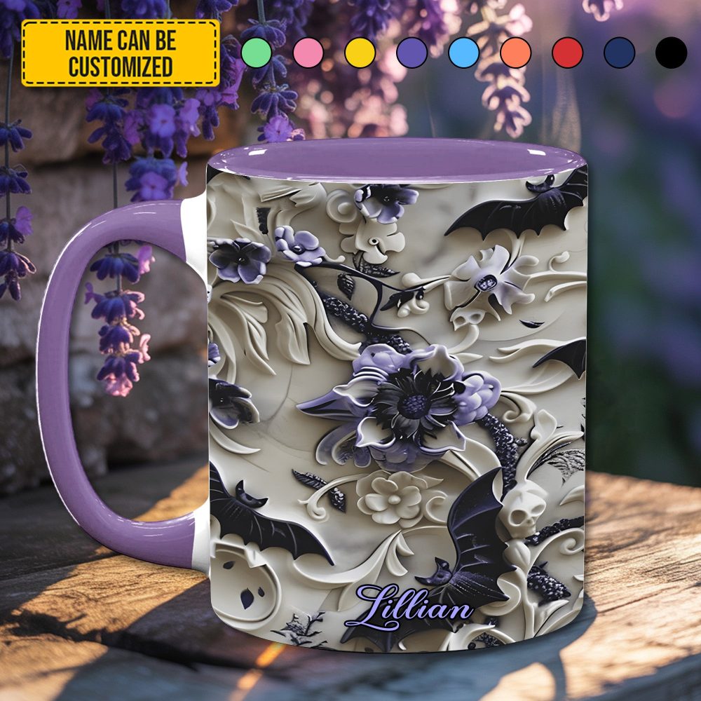 Falling Shadows – Personalized Gothic Floral Accent Mug