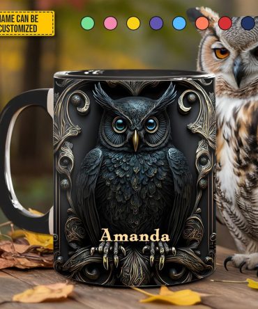 Vintage Owl - Personalized Owl Accent Mug