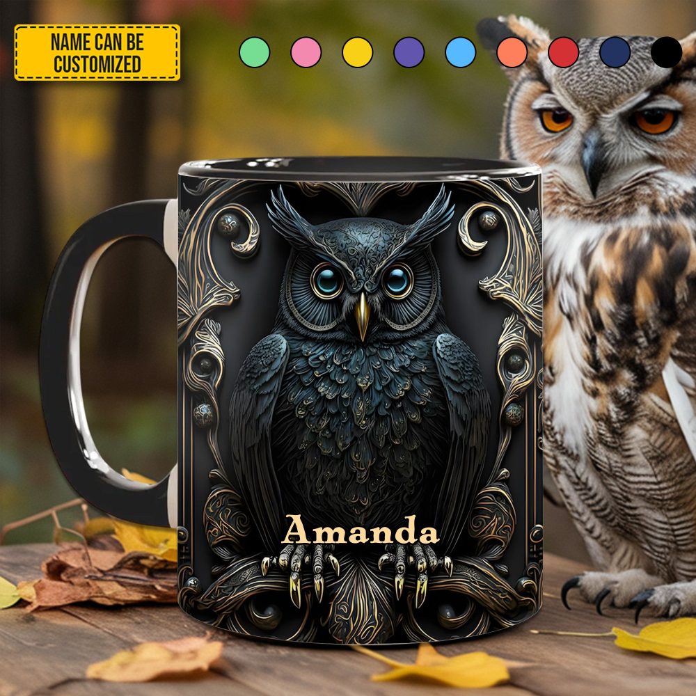 Vintage Owl - Personalized Owl Accent Mug