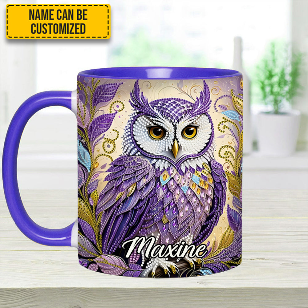 Whimsical Owl Diamond - Personalized Owl Accent Mug - Image 12