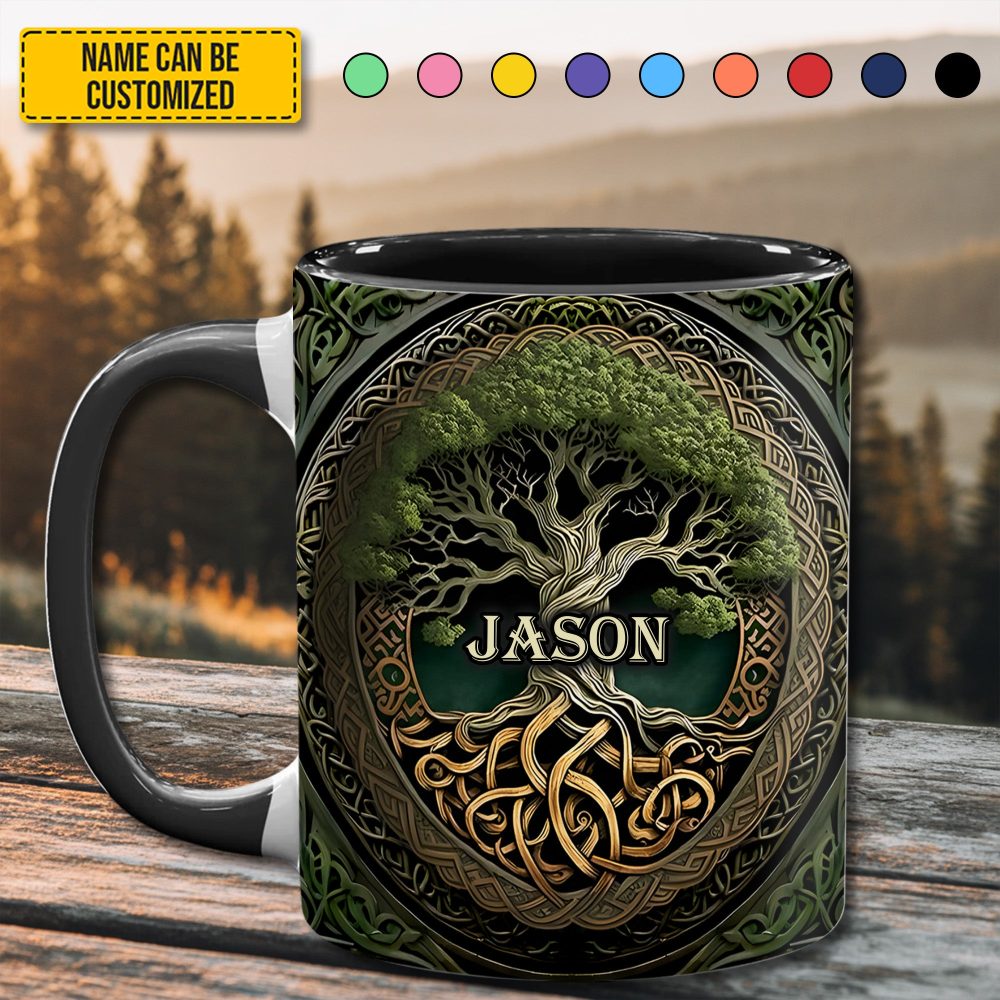 Personalized Celtic Tree Of Life Accent Mug - Image 2