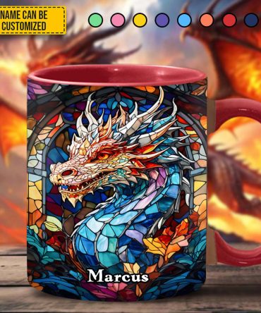 Personalized Stained Glass Dragon Accent Mug