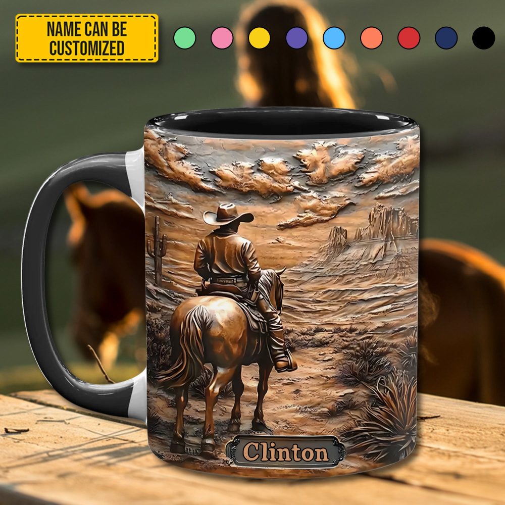 Cowboy & Horse - Personalized Accent Mug - Image 2