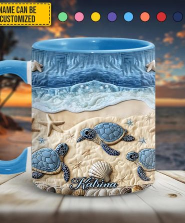 Ocean Waves Turtle - Personalized Turtle Accent Mug