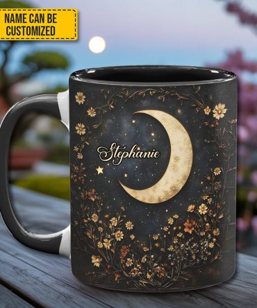 Crescent Moon Wildflower - Personalized Accent Mug