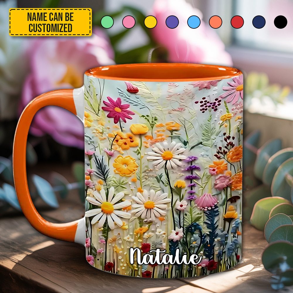 Spring Flowers - Personalized Flower Accent Mug - Image 2