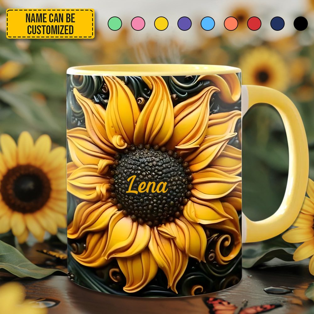 Love Sunflower - Personalized Accent Mug - Image 2