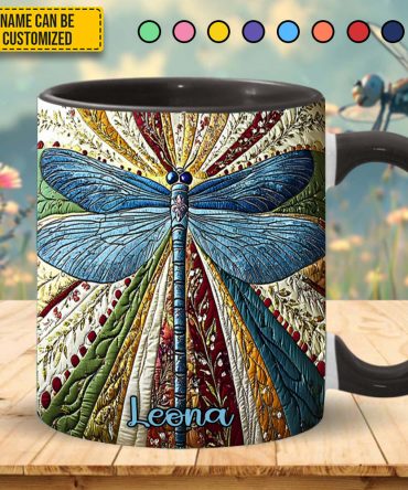 Dragonfly Golden - Personalized Dragonfly Accent Mug