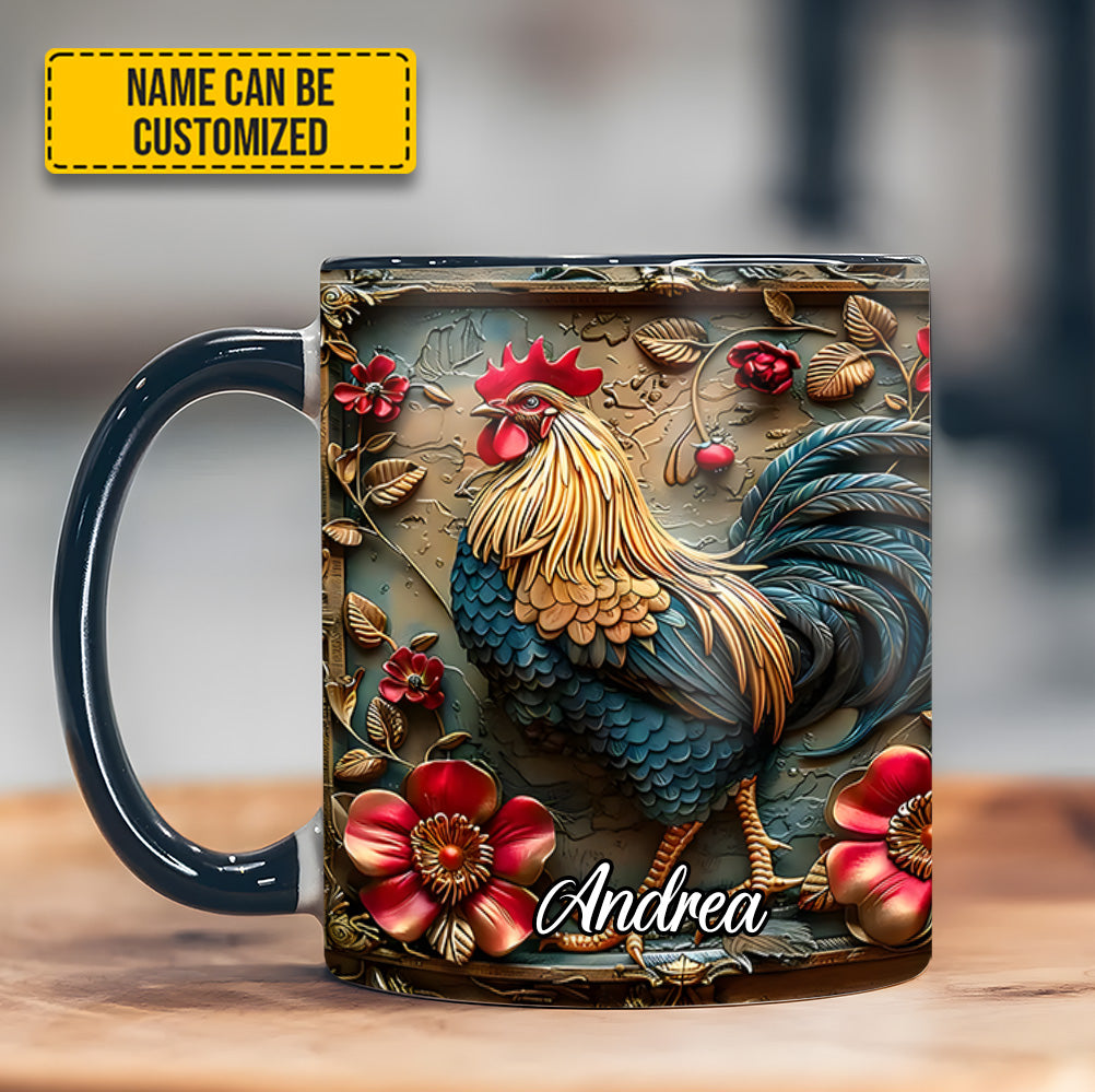 Vintage Rooster – Personalized Chicken Accent Mug - Image 4
