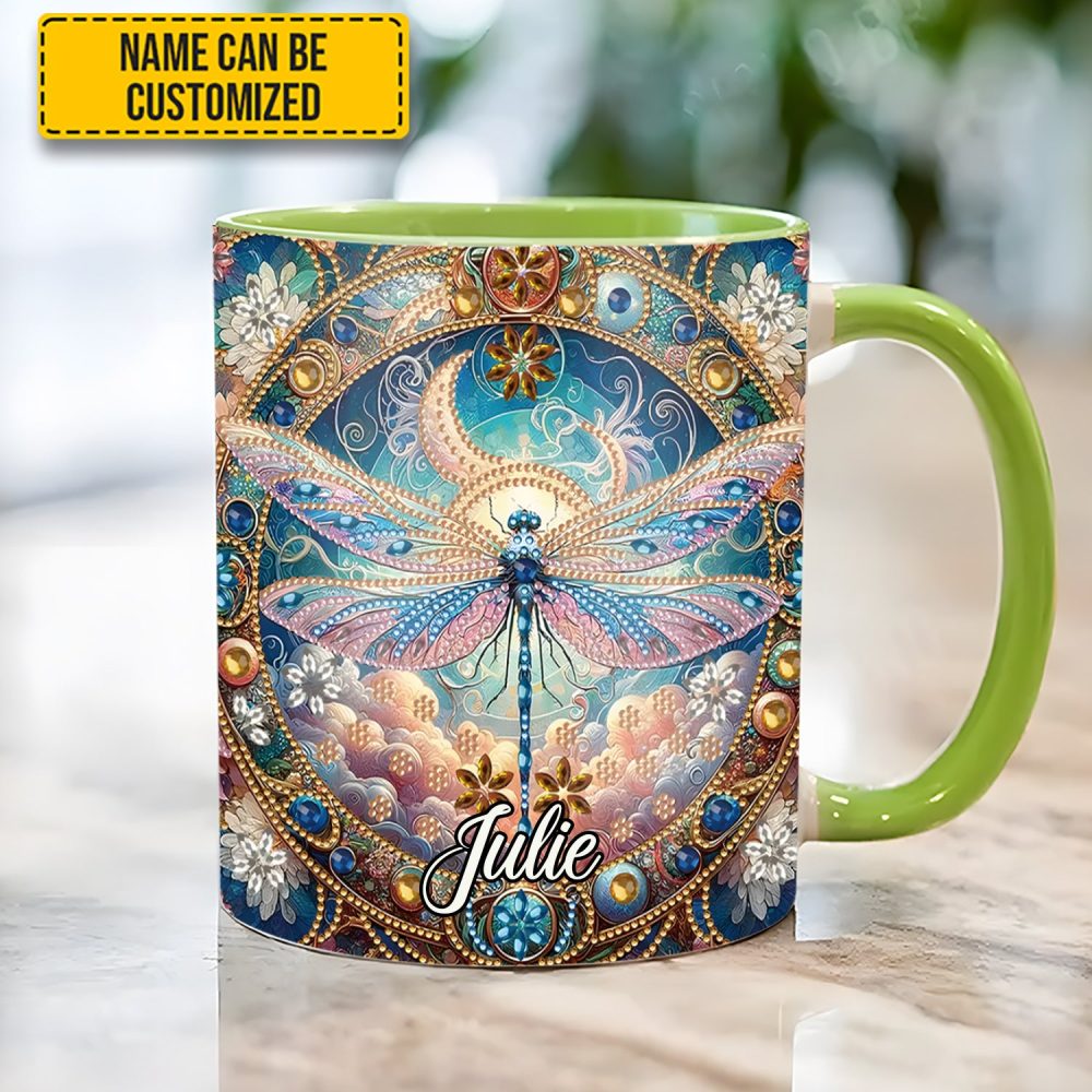 Dragonfly & Flowers - Personalized Dragonfly Accent Mug - Image 2