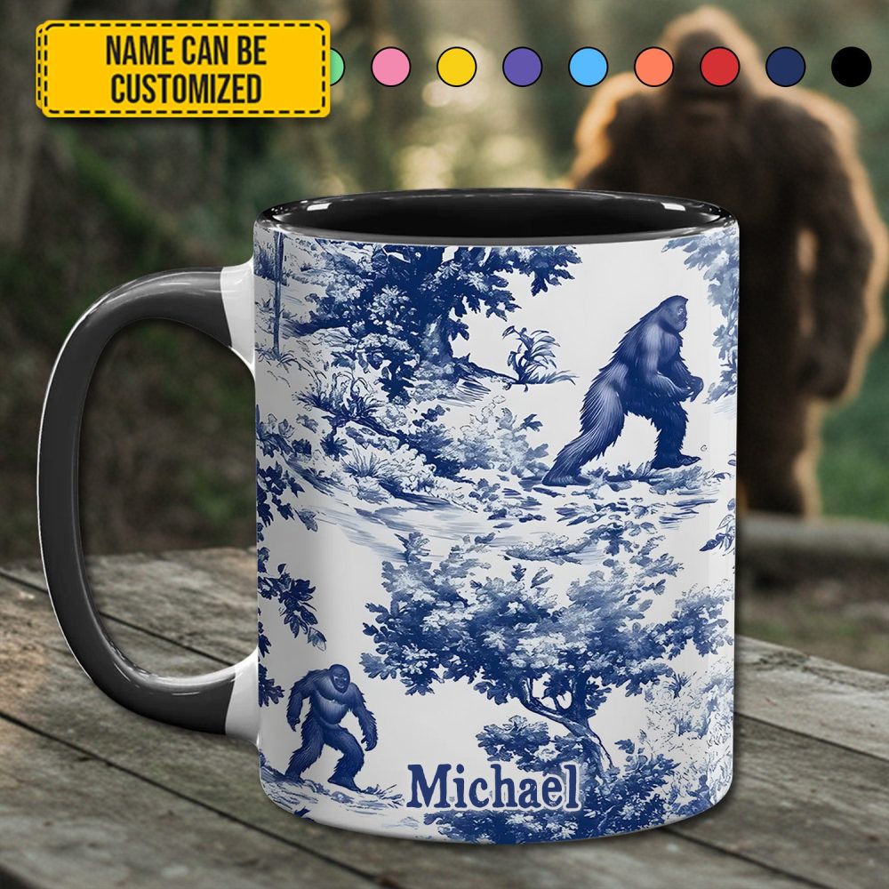Bigfoot Sasquatch Print Forest Toile Funny - Personalized Accent Mug - Image 13