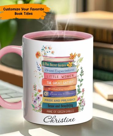Book Lover’S Stack – Personalized Book Accent Mug