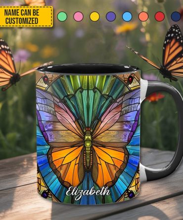 Personalized Vibrant Butterfly Accent Mug