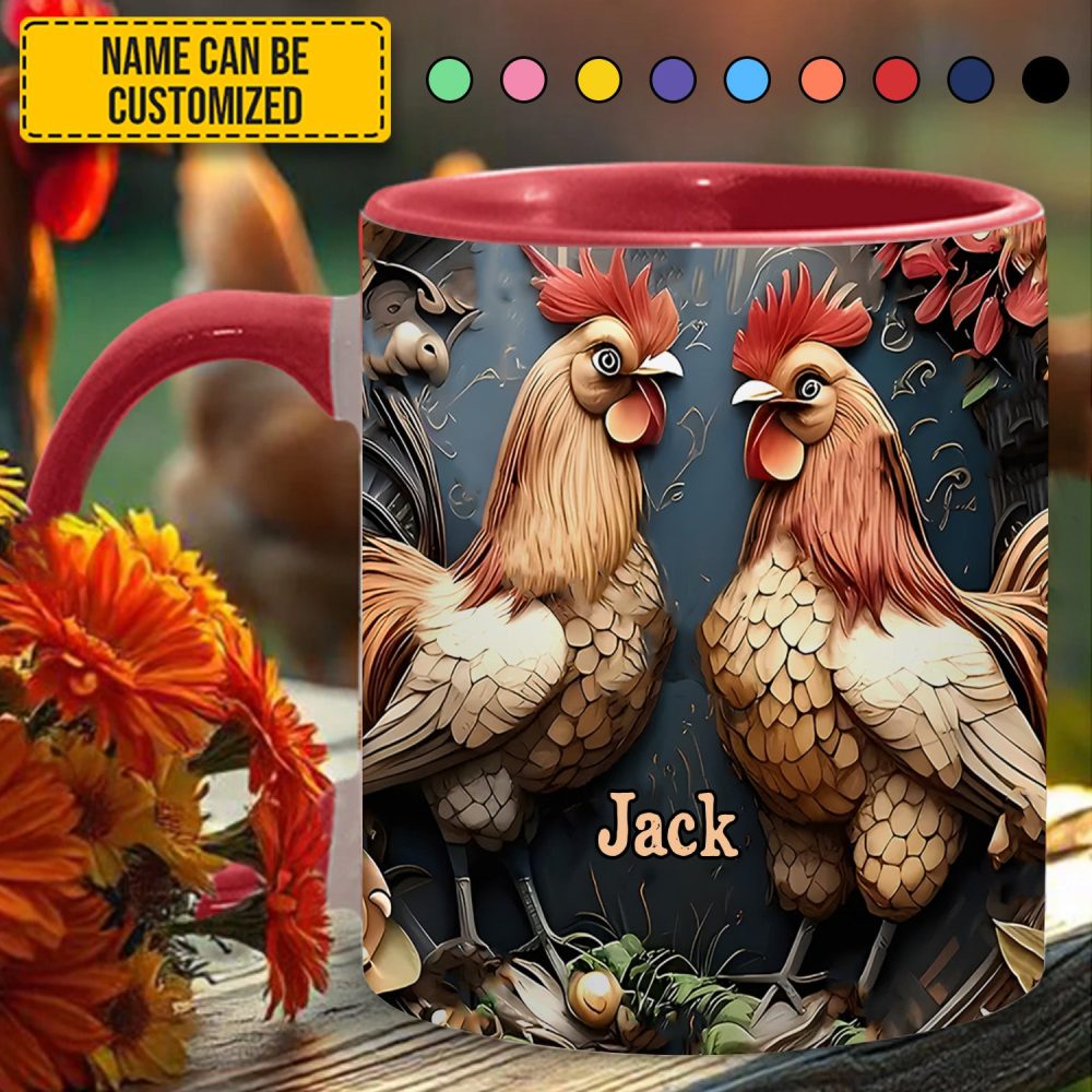 Chicken Accent Mug - Personalized Accent Mug - Image 2
